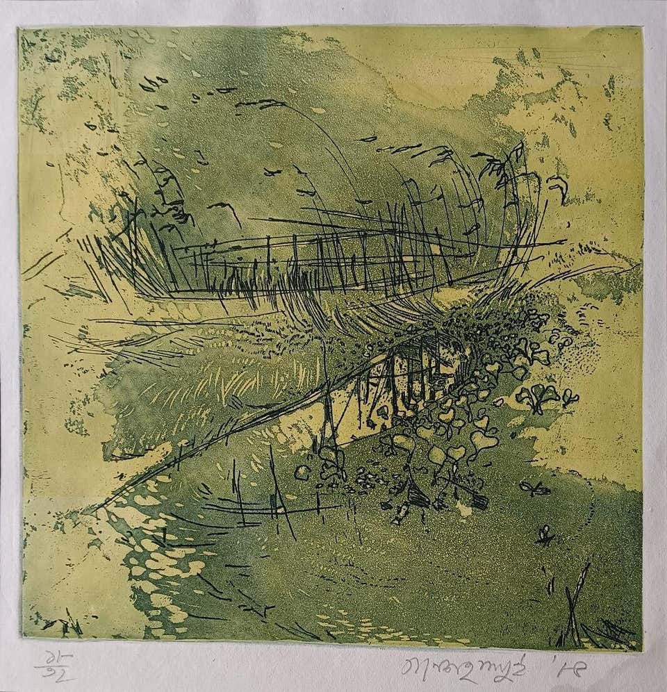 Untitled, Landscape, Lithograph on Paper, Modern Artist Ganesh Haloi “In Stock”