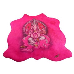 Ganesh Pink Tapestry Fuchsia in Cow Leather, with Swarovski and Ambers