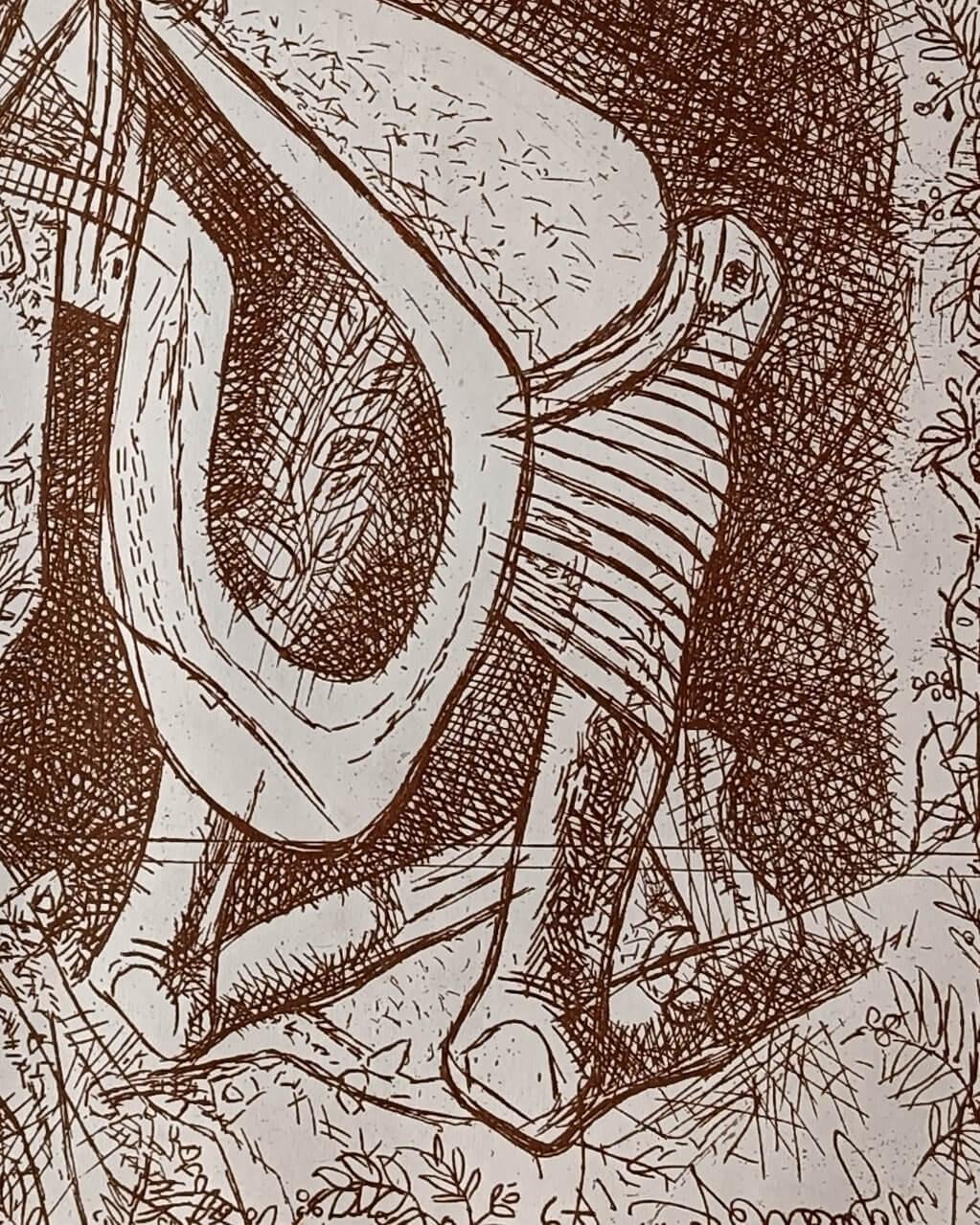 Untitled, Etching on Paper by Modern Indian Artist Ganesh Pyne 
