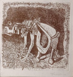 Untitled, Etching on Paper by Modern Indian Artist Ganesh Pyne "In Stock"