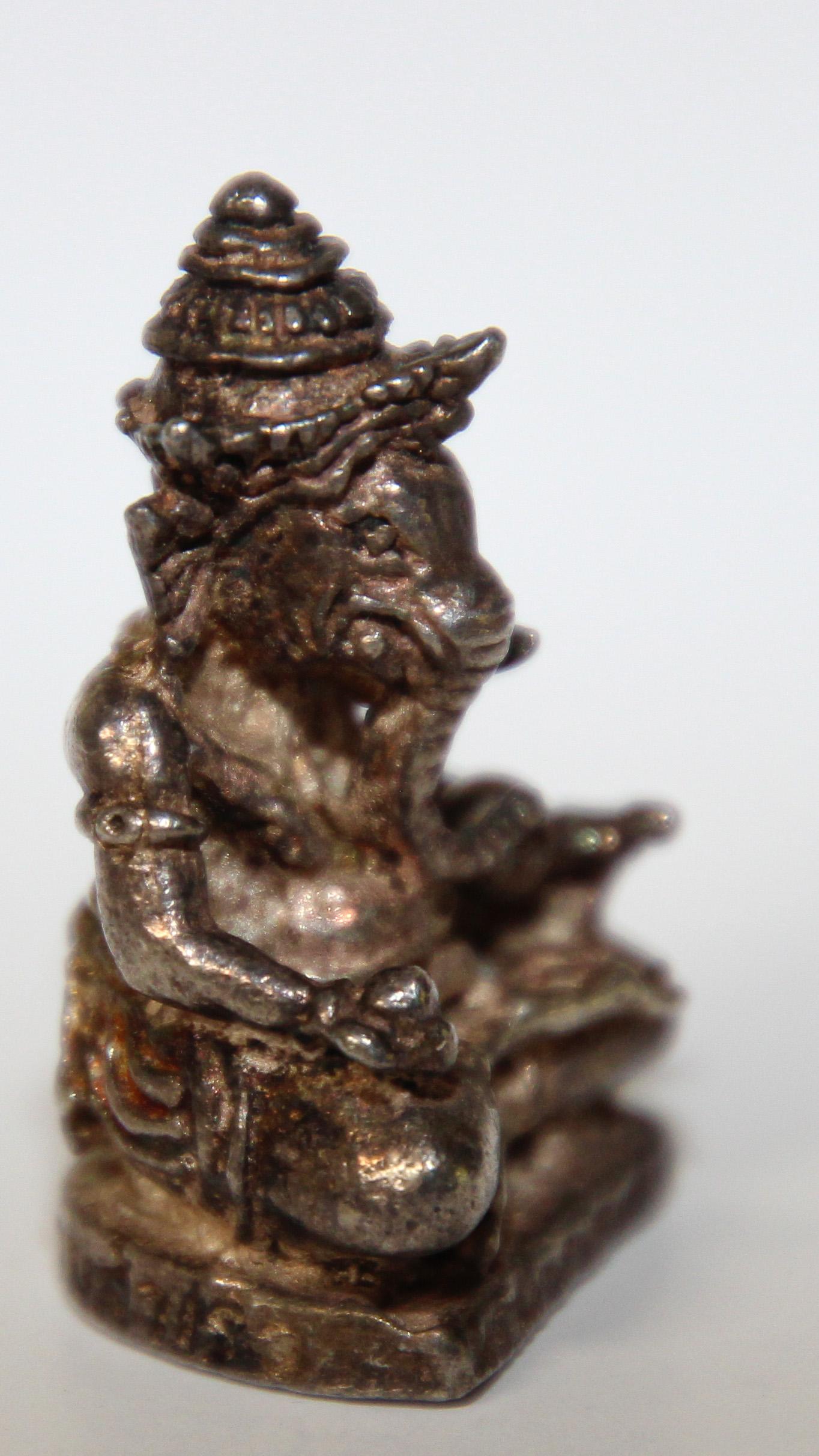 Ganesh Small Silver Hindu Diety Statue Amulet For Sale 7