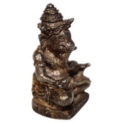 Vintage Silver Ganesh Statue Amulet, Folk Art from India, 1950