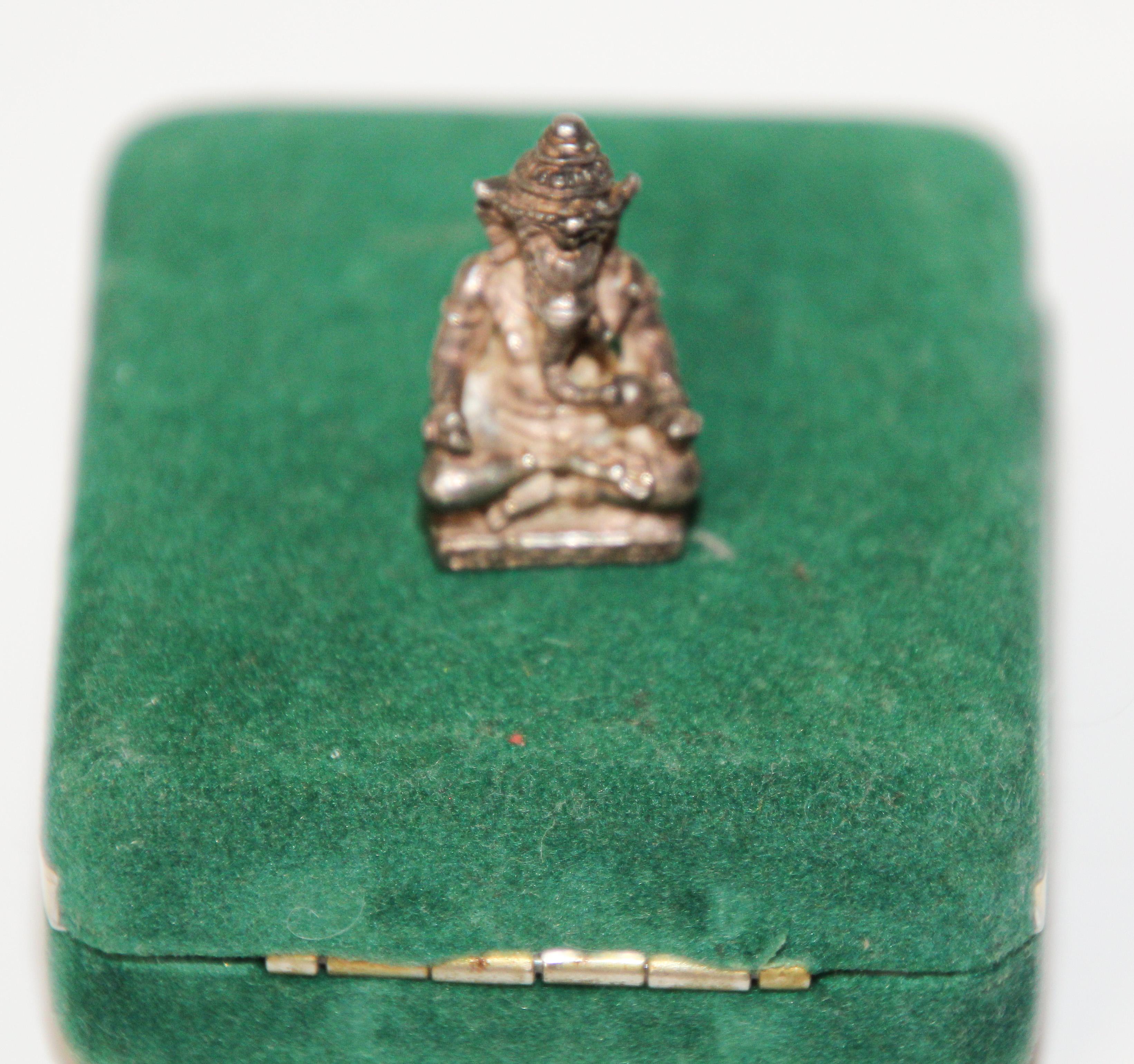 Ganesh Small Silver Hindu Diety Statue Amulet For Sale 9