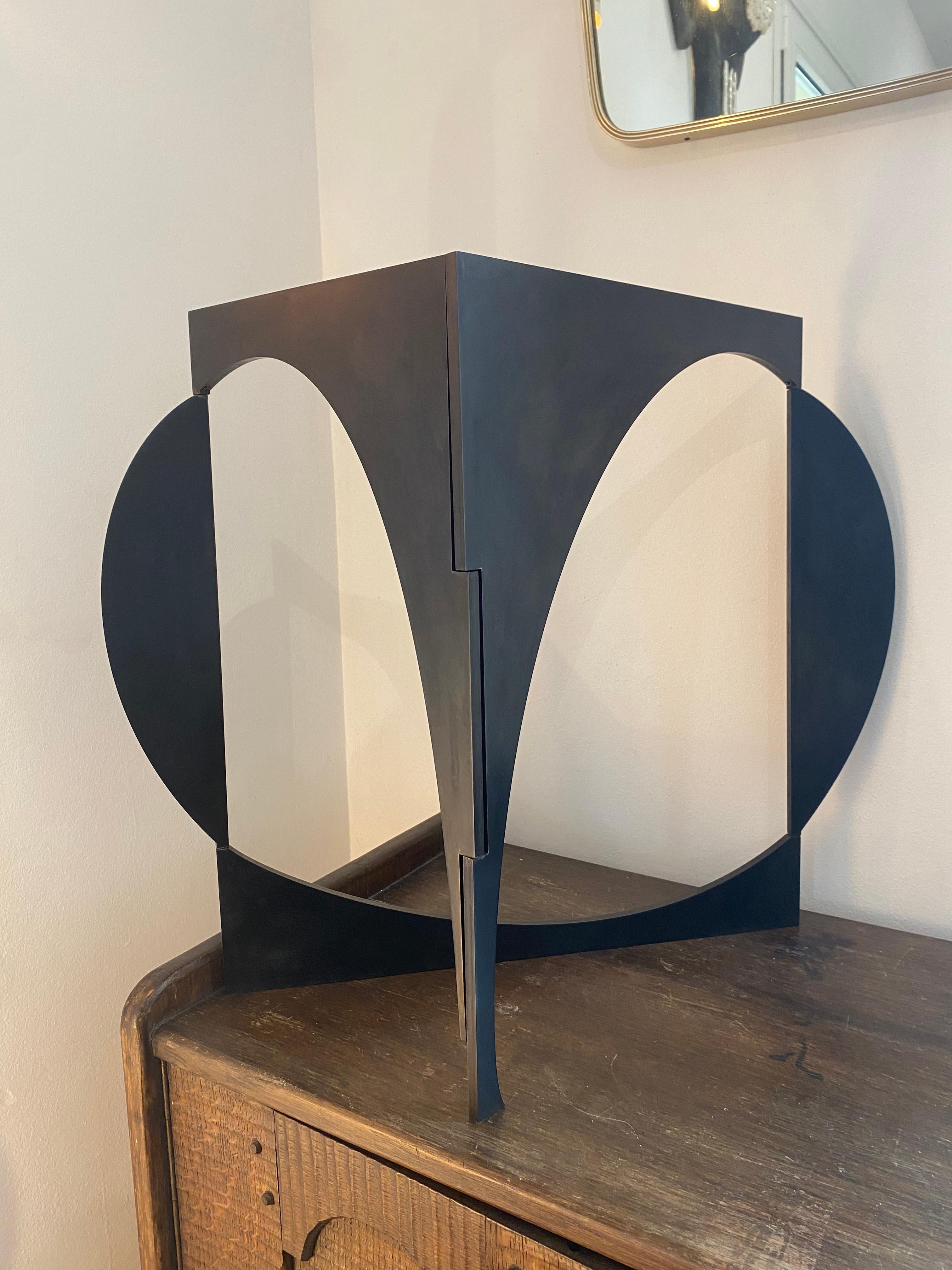 Ganesh Steel sculpture gunmetal patina, by Sébastien Kito In Good Condition For Sale In Santa Gertrudis, Baleares
