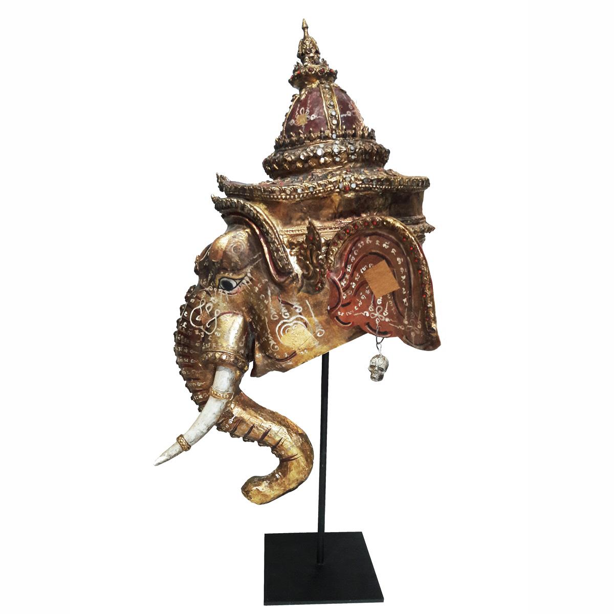 Polychromed Thai Dance Mask of Ganesha, Early 20th Century