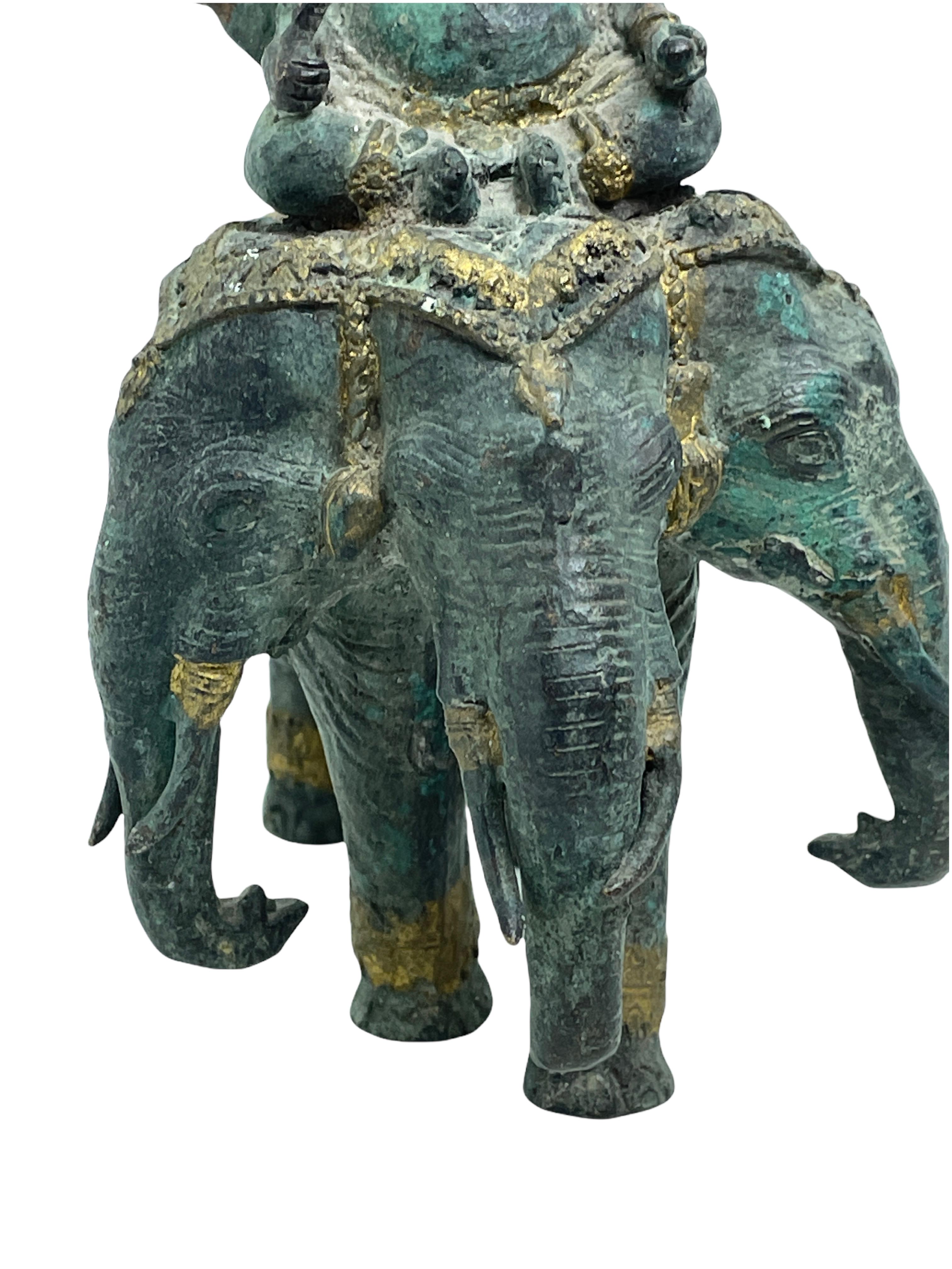 Ganesha Ridding Elephant Sculpture Statue Vintage 1950s, India 1