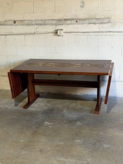 Mesa de comedor Gangsø Møbler Ox Art Tile con dos alas, de palisandro, vintage danesa