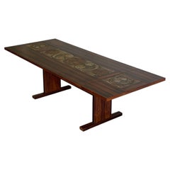 Mesa de comedor Gangsø Møbler Ox Art Tile con dos alas, de palisandro, vintage danesa