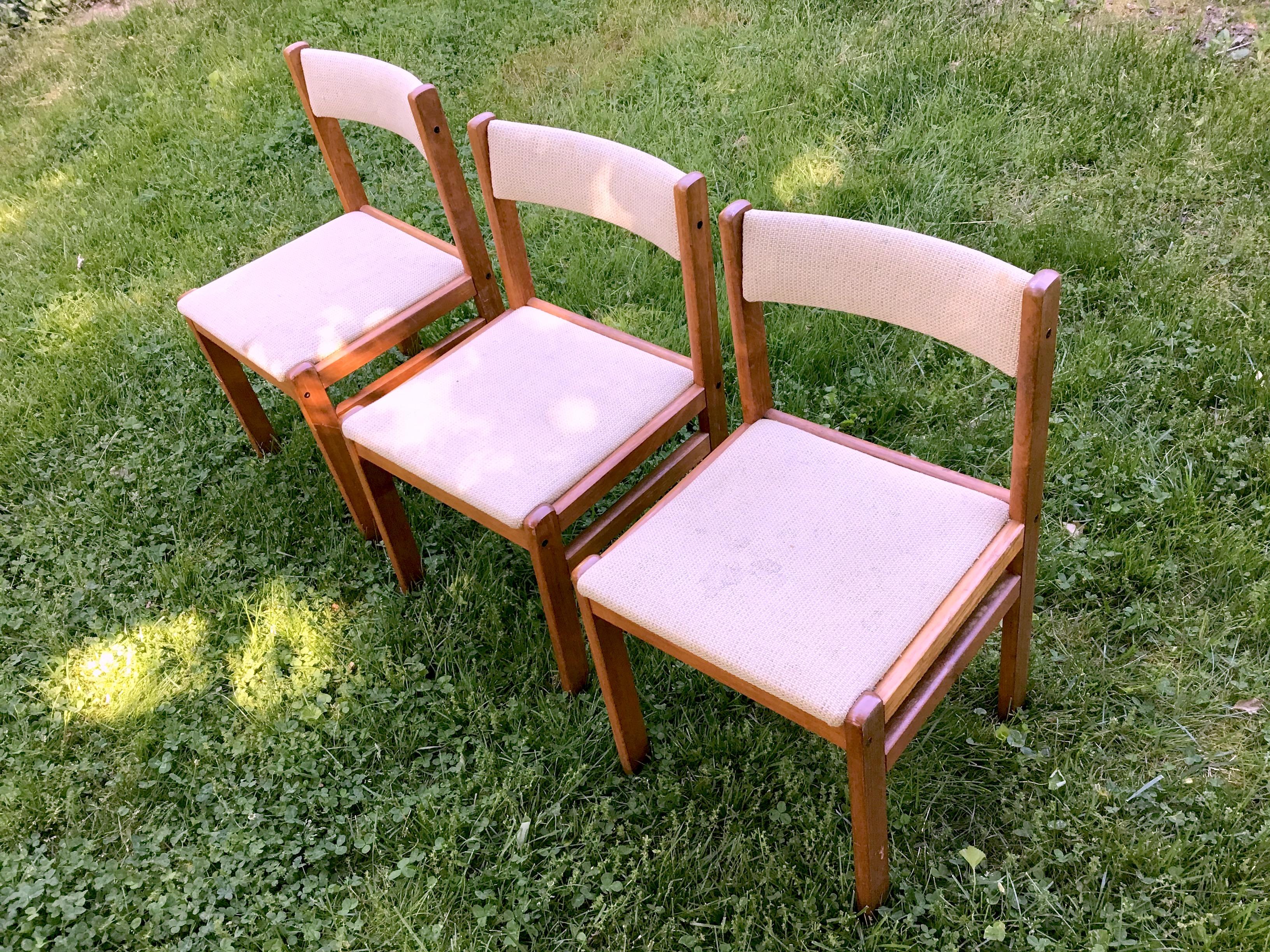 Gangso Mobler Danish Modern Teak Tile Drop Leaf Trestle Table Chairs 2