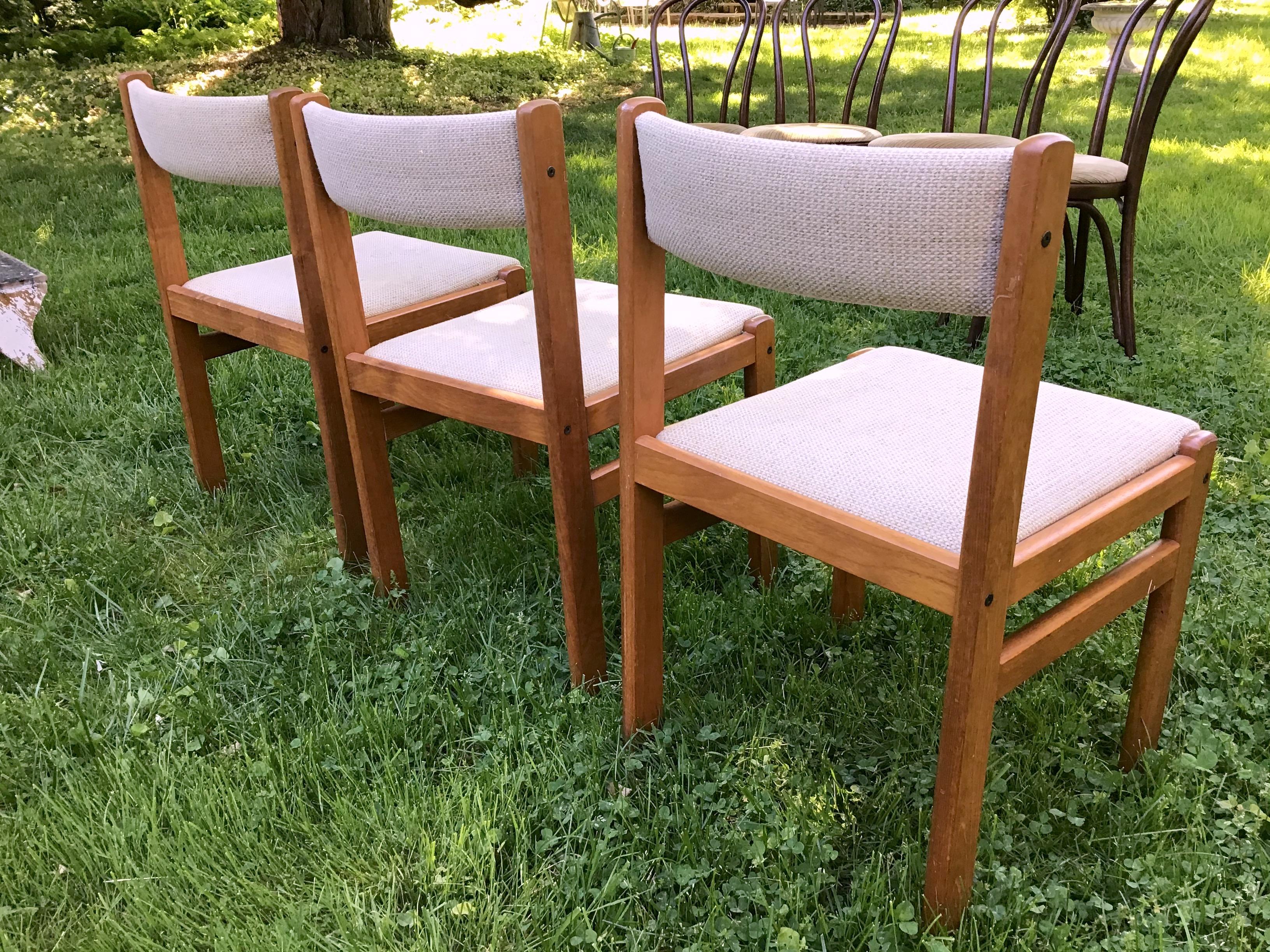 Gangso Mobler Danish Modern Teak Tile Drop Leaf Trestle Table Chairs 3