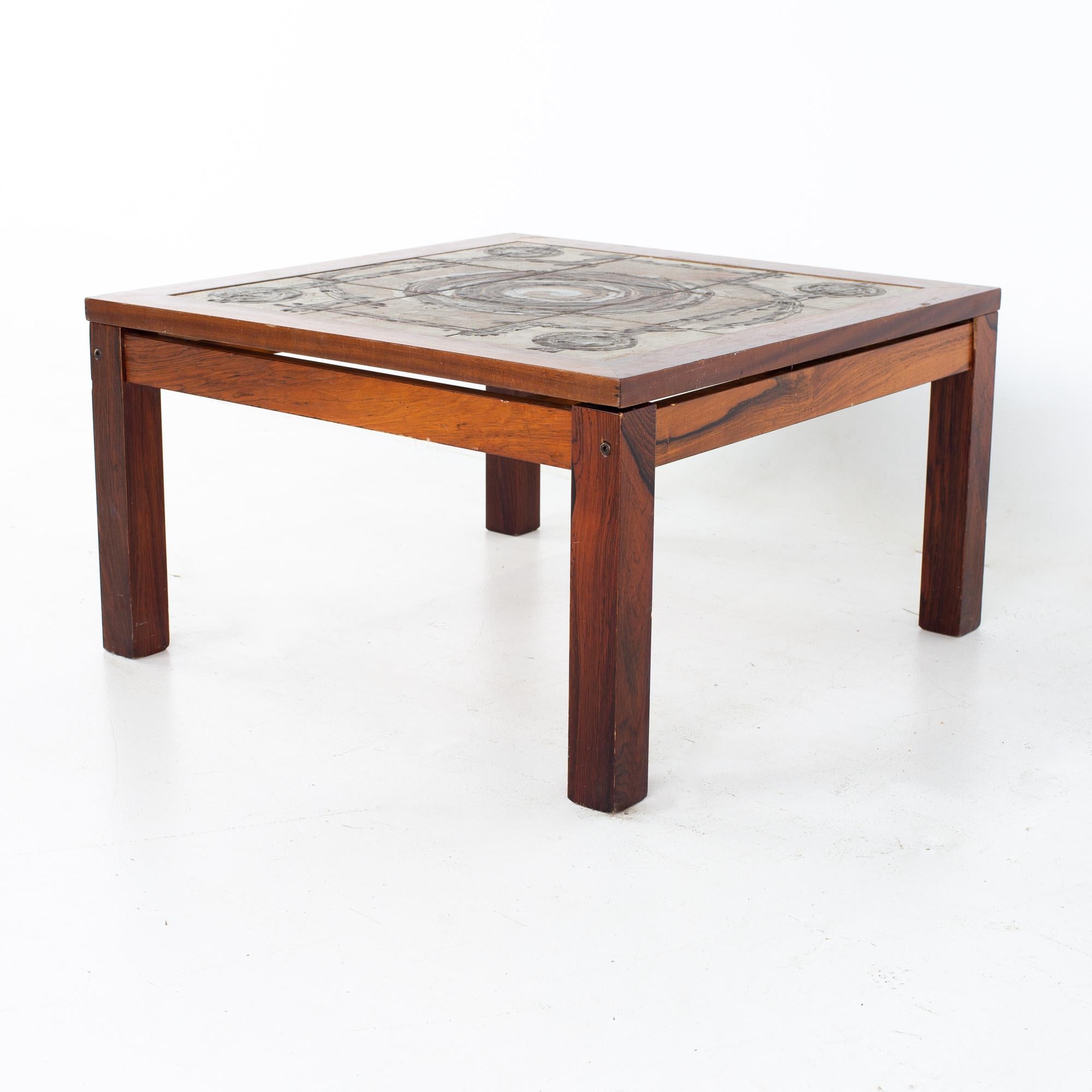 Gangso Mobler mid century teak and tile side end table.
End table measures: 29 wide x 29 deep x 16.25 inches high

All pieces of furniture can be had in what we call restored vintage condition. That means the piece is restored upon purchase so
