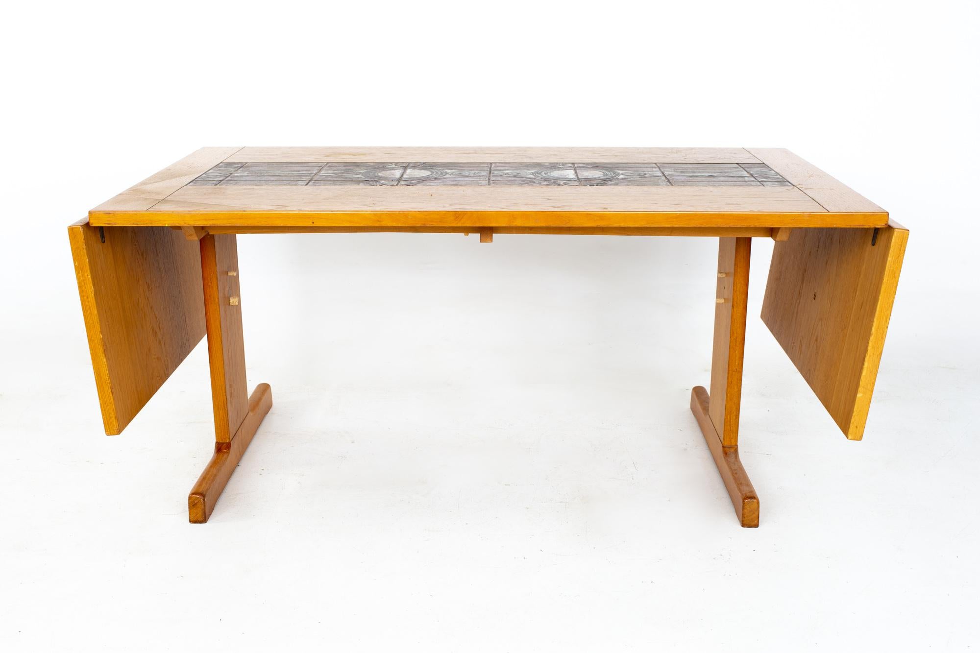 Gangso Mobler Mid Century Teak Tile Top Dropside Dining Table 1