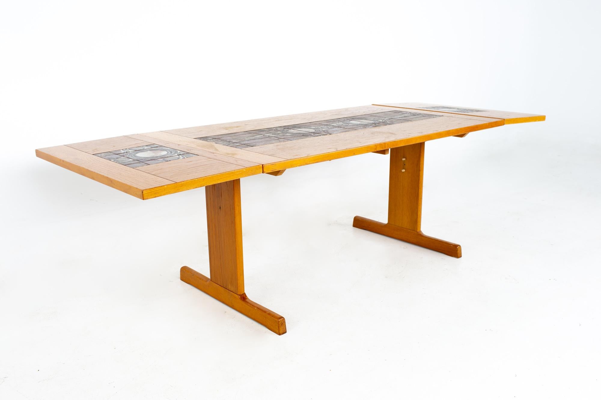 Gangso Mobler Mid Century Teak Tile Top Dropside Dining Table 2