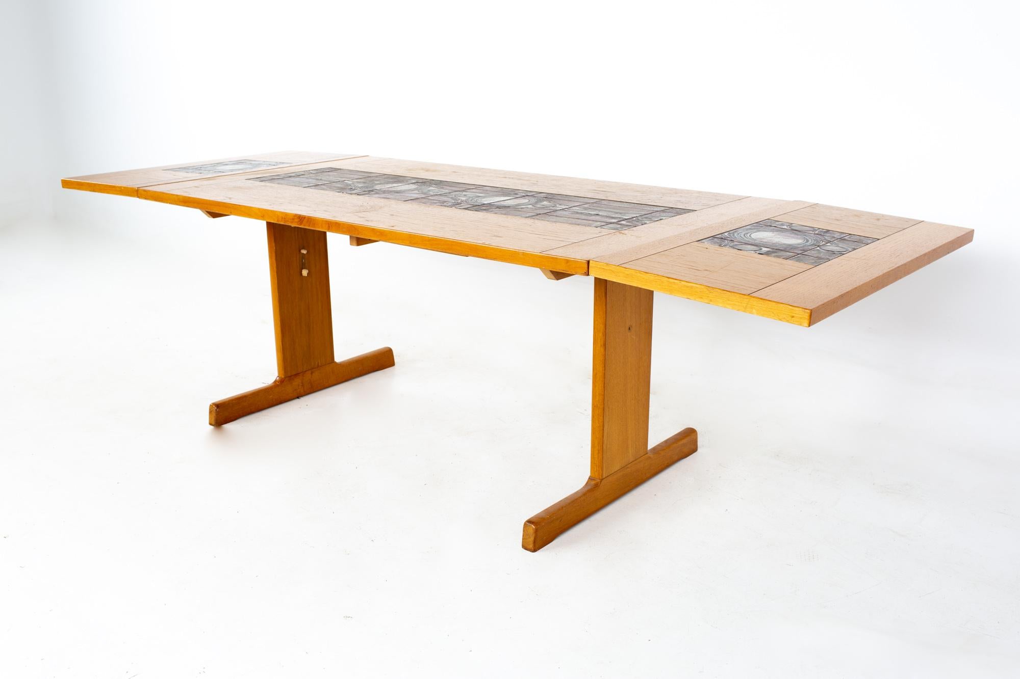 Gangso Mobler Mid Century Teak Tile Top Dropside Dining Table 3