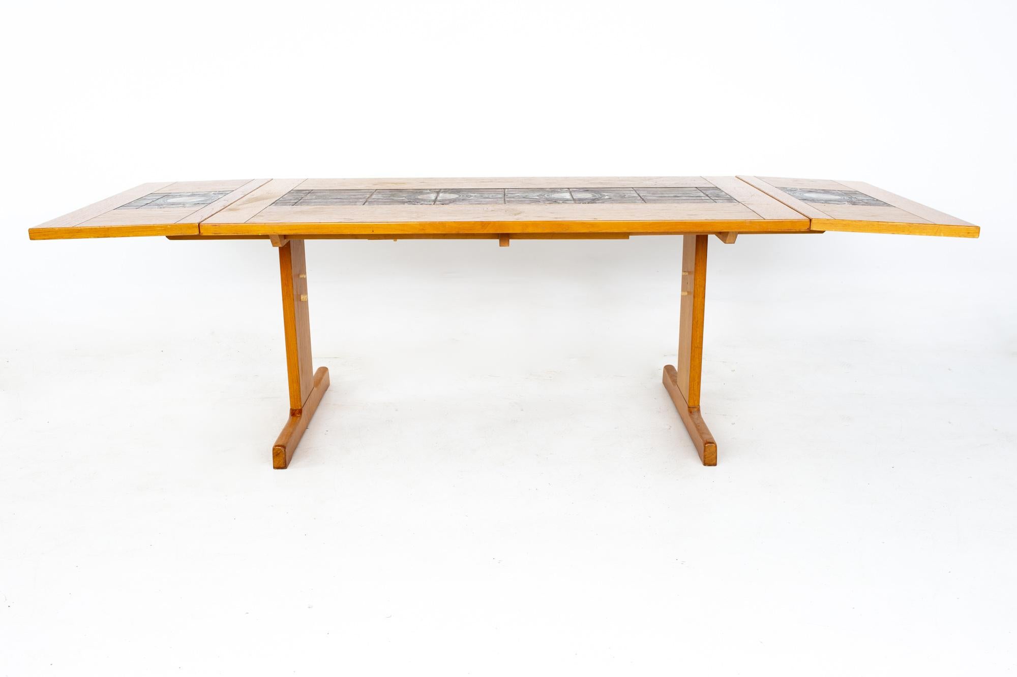 Gangso Mobler Mid Century Teak Tile Top Dropside Dining Table 4