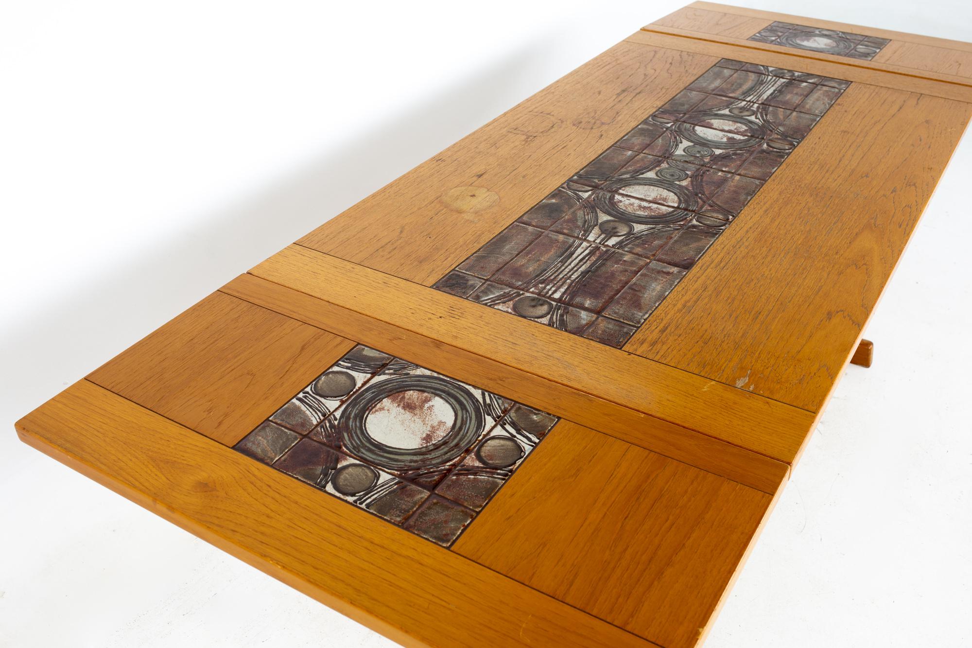 Gangso Mobler Mid Century Teak Tile Top Dropside Dining Table 5