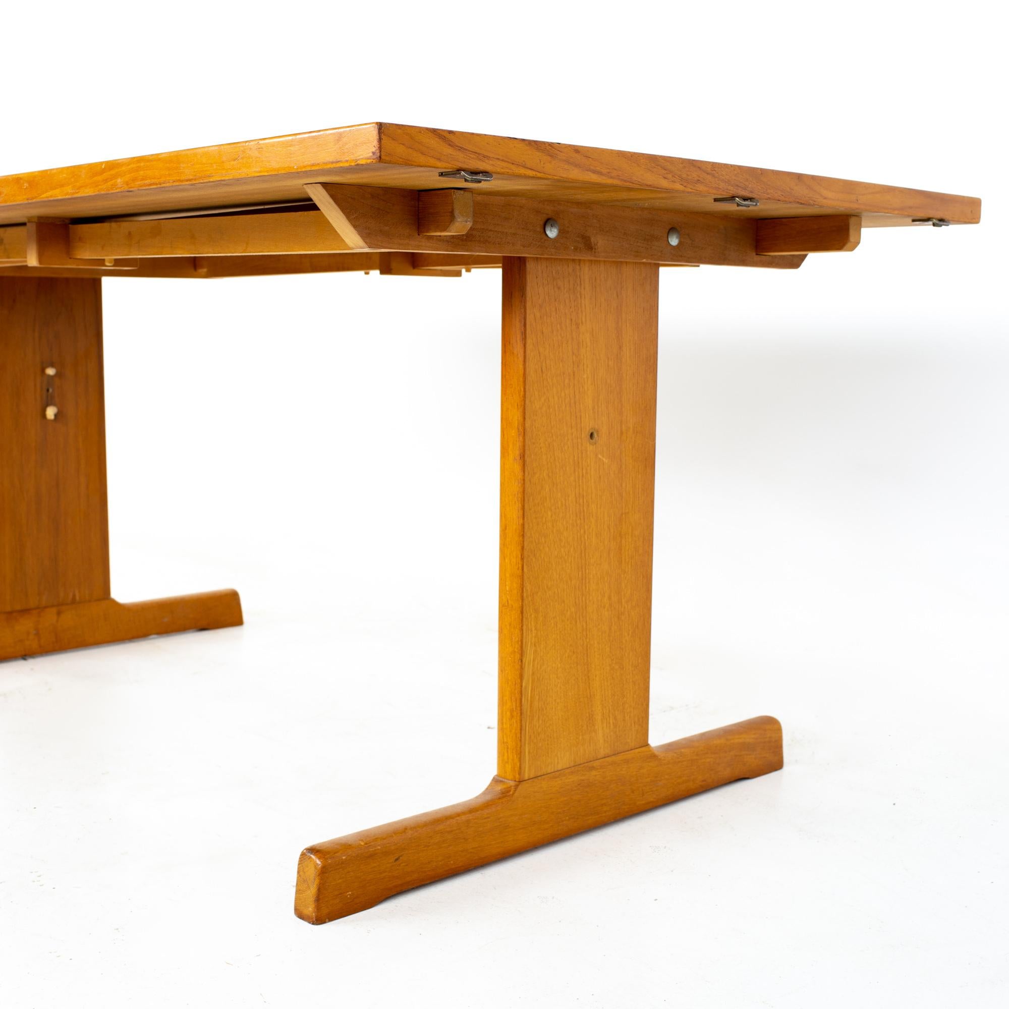 Mid-Century Modern Gangso Mobler Mid Century Teak Tile Top Dropside Dining Table