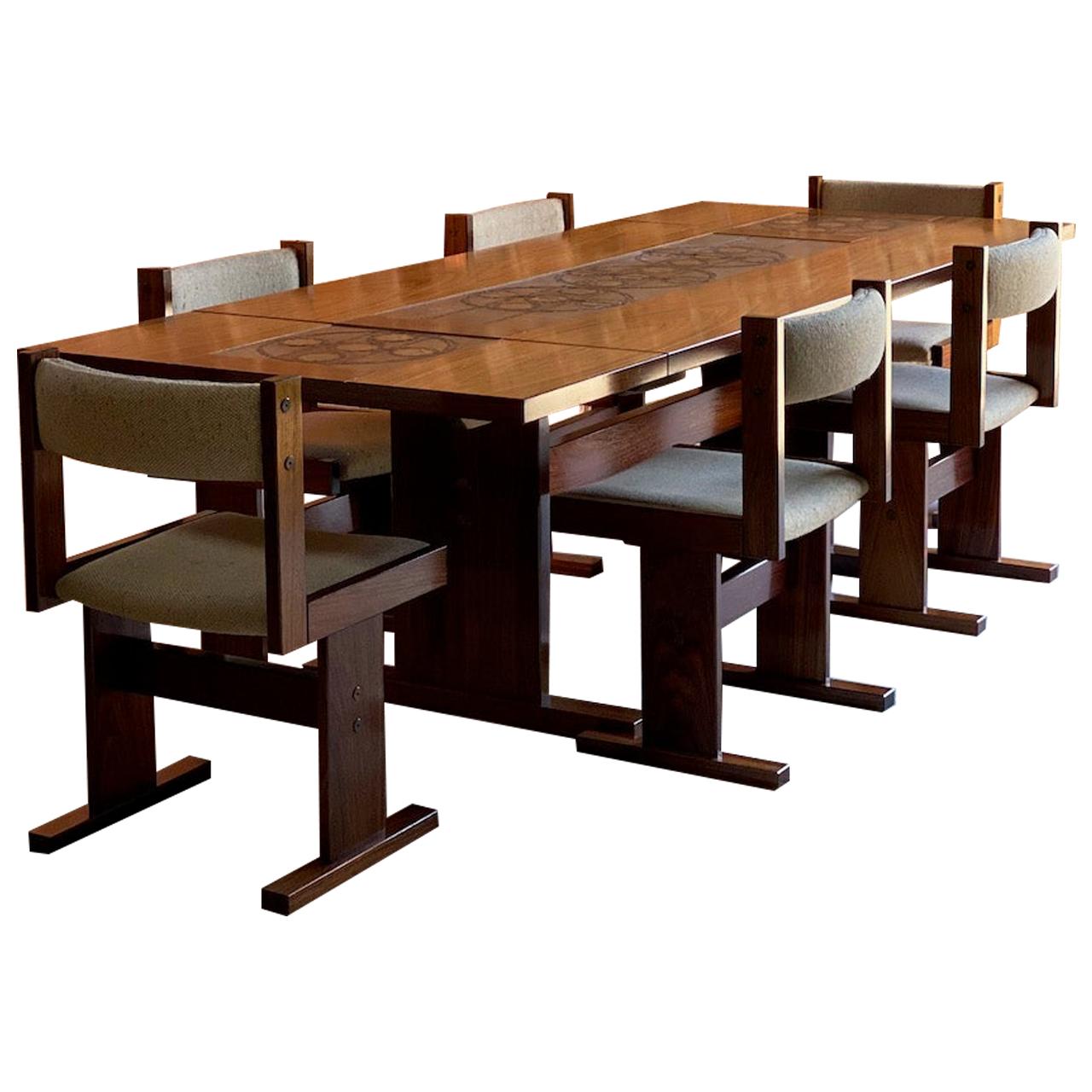 Gangso Mobler Rosewood Dining Table and Six Chairs Poul H. Poulsen Denmark For Sale