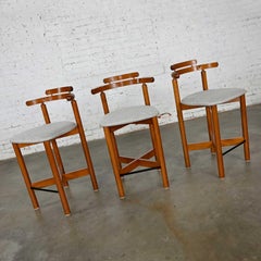 Gangso Mobler Scandinavian Modern Teak Counter Height Barstools Set of 3