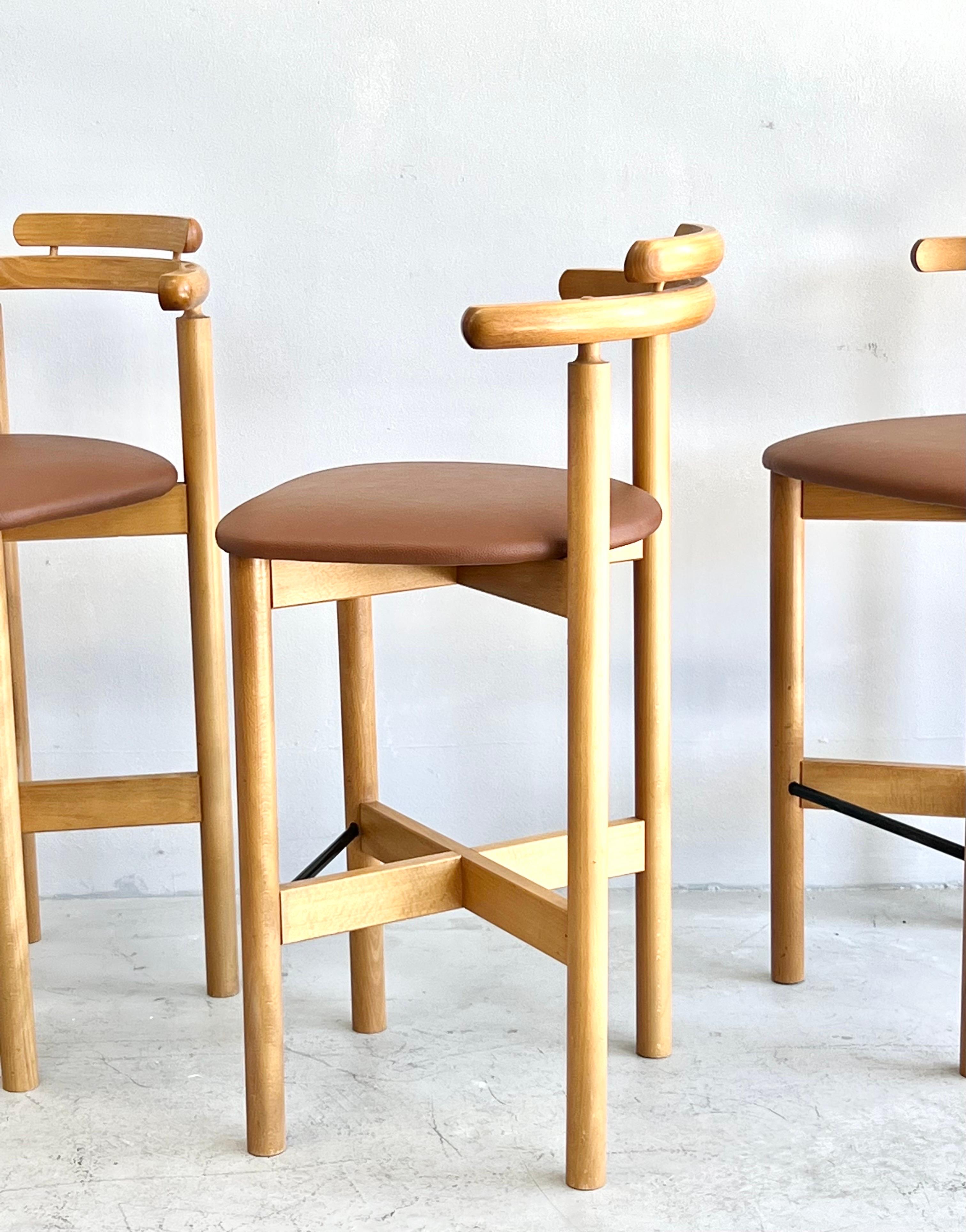 Wood Gangso Mobler Set of 3 Barstools Danish Modern