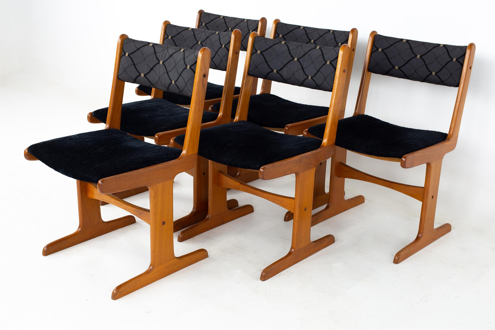 Gangso Mobler style Mid Century teak dining chairs, set of 6
Each chair measures: 18.75 wide x 16 deep x 32 high, with a seat height of 19 inches

All pieces of furniture can be had in what we call restored vintage condition. That means the piece