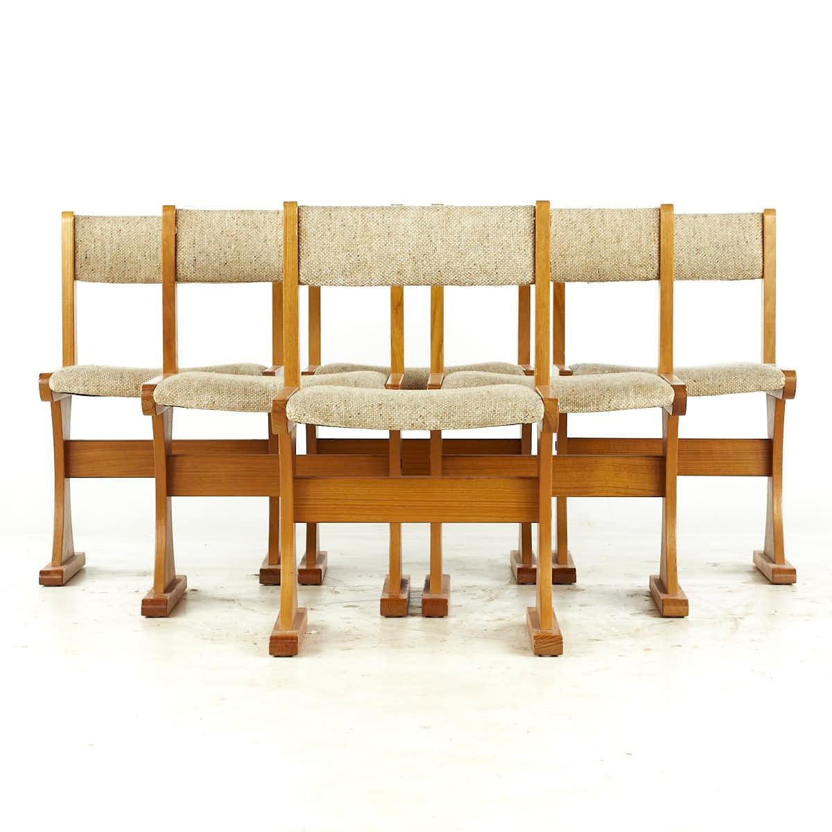 Gangso Mobler Style Mid Century Teak Dining Chairs - Set of 6

Each chair measures: 19 wide x 17.5 deep x 30.5 inches high, with a seat height of 17.75 inches

All pieces of furniture can be had in what we call restored vintage condition. That means