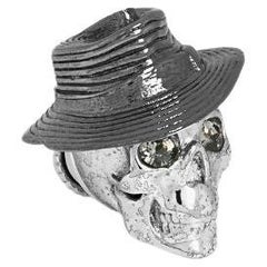 Gangster Skull Pin in Rhodium
