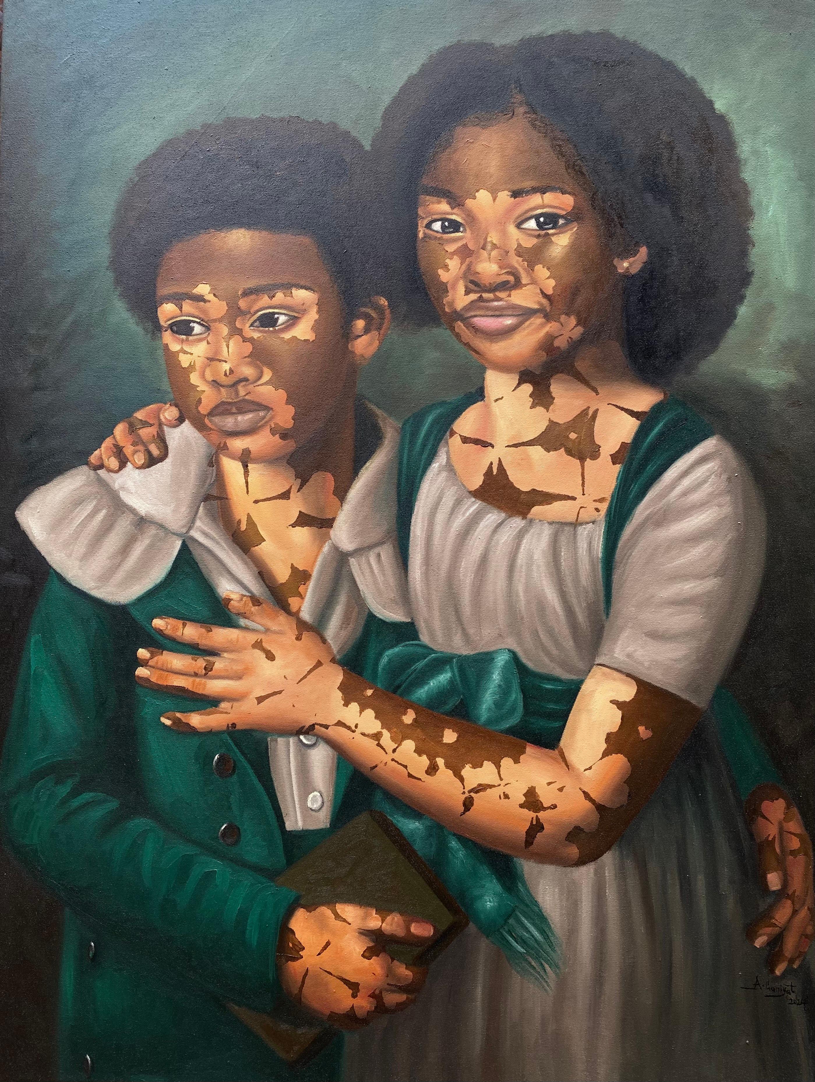 Portrait Painting de Ganiyat Abdulazeez - Agridulce - Siglo XXI, Contemporáneo, Figurativo, Retrato, Chicas jóvenes