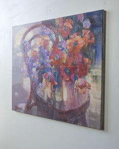 Roter Stuhl, Gemälde, Acryl auf Leinwand