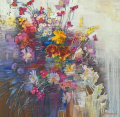 Fleurs sauvages, peinture, acrylique sur toile