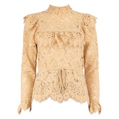 Ganni Beige Jerome Lace Long Sleeve Top Size XS