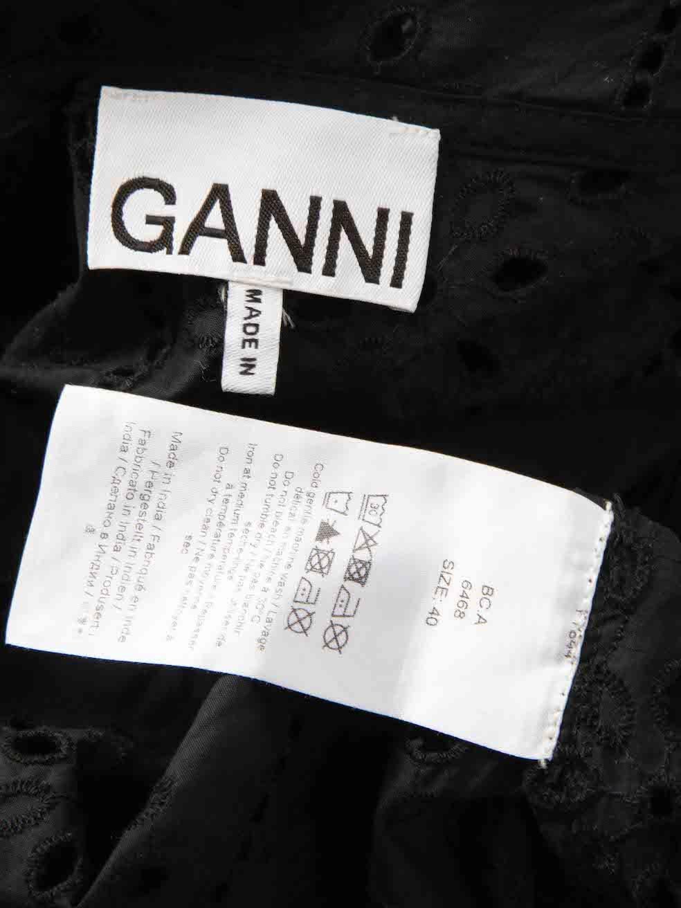 Ganni Black Broderie Anglaise Crop Top Size L 1
