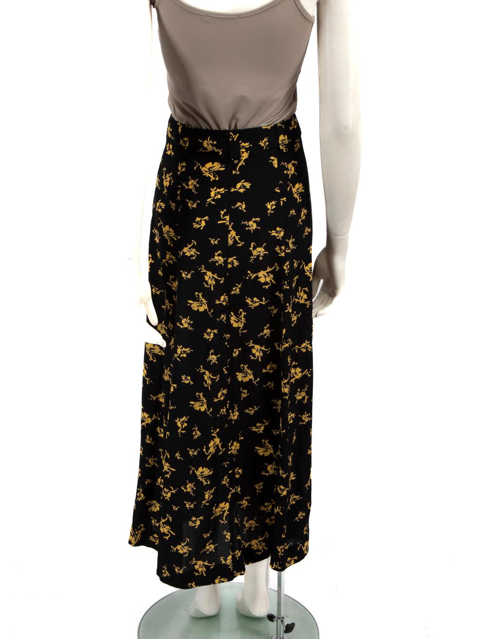 Ganni Black Floral Midi Skirt Size XXS In Good Condition In London, GB
