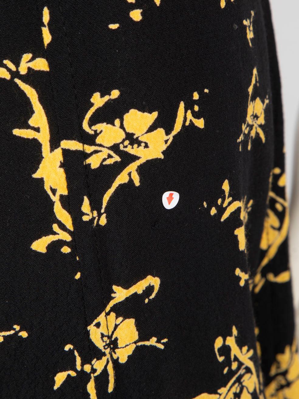 Ganni Black Floral Midi Skirt Size XXS 1