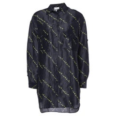Ganni - Camicia in lino e seta con stampa floreale nera e bottoni sul davanti - S