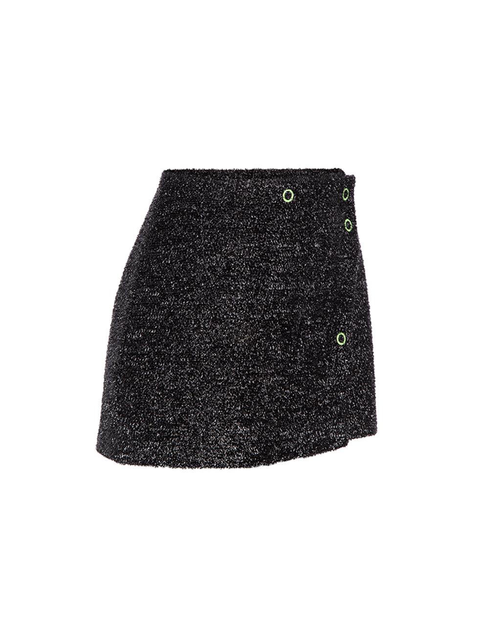 CONDITION is Never worn, with tags. No visible wear to skirt is evident on this new Ganni designer resale item.

Details
Black
Synthetic
Mini skirt
Form fitting
Button detail
Front button fastening
Silk lining

Made in China

Composition
No