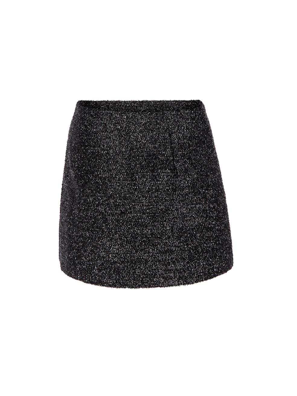 Ganni Black Glitter Button Detail Skirt Size S In New Condition In London, GB