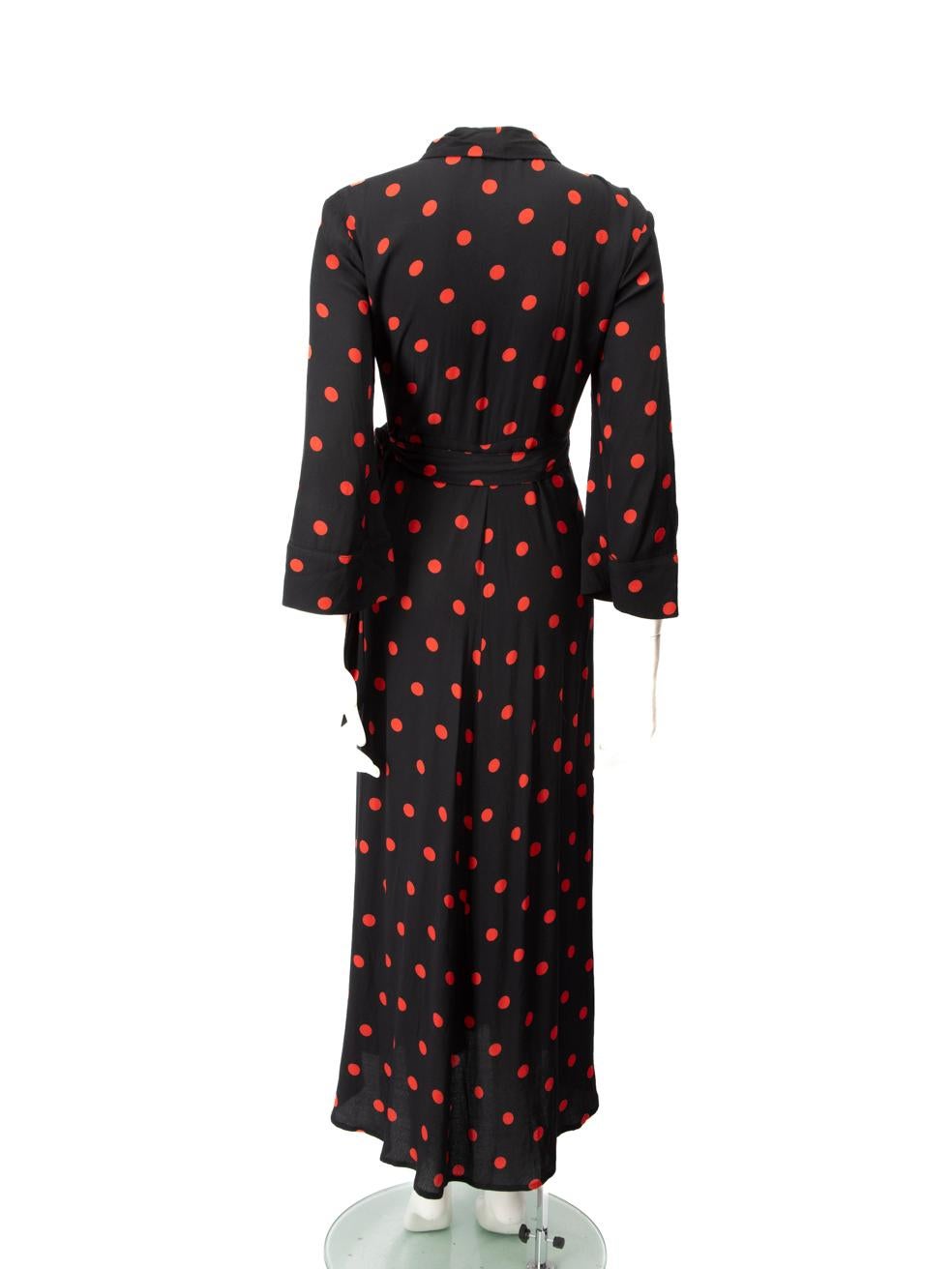 Ganni Vestido Envolvente Negro Lunares Talla S en Bueno Estado en London, GB