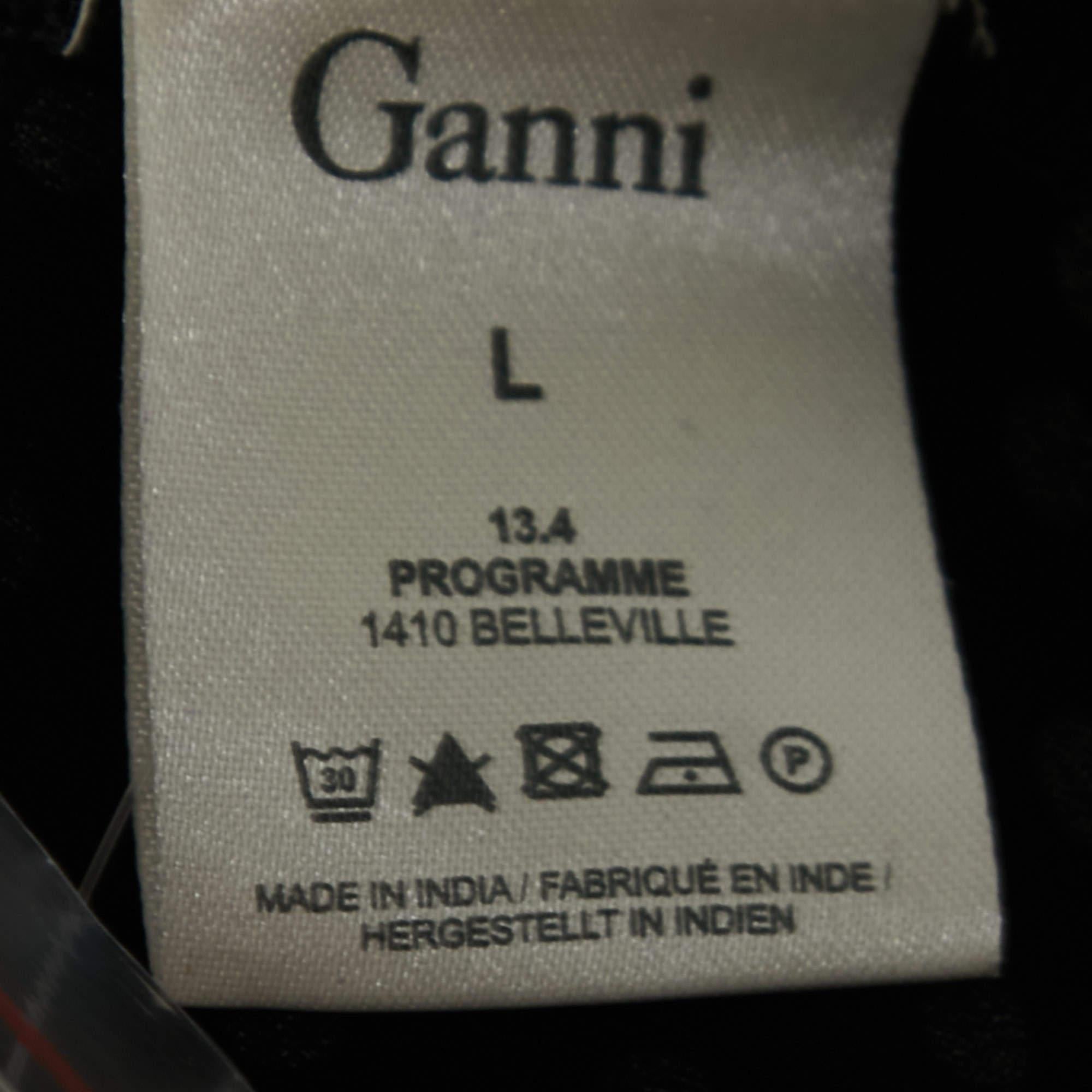De las mujeres Ganni Vestido corto Belleville de crepé negro con lunares L en venta