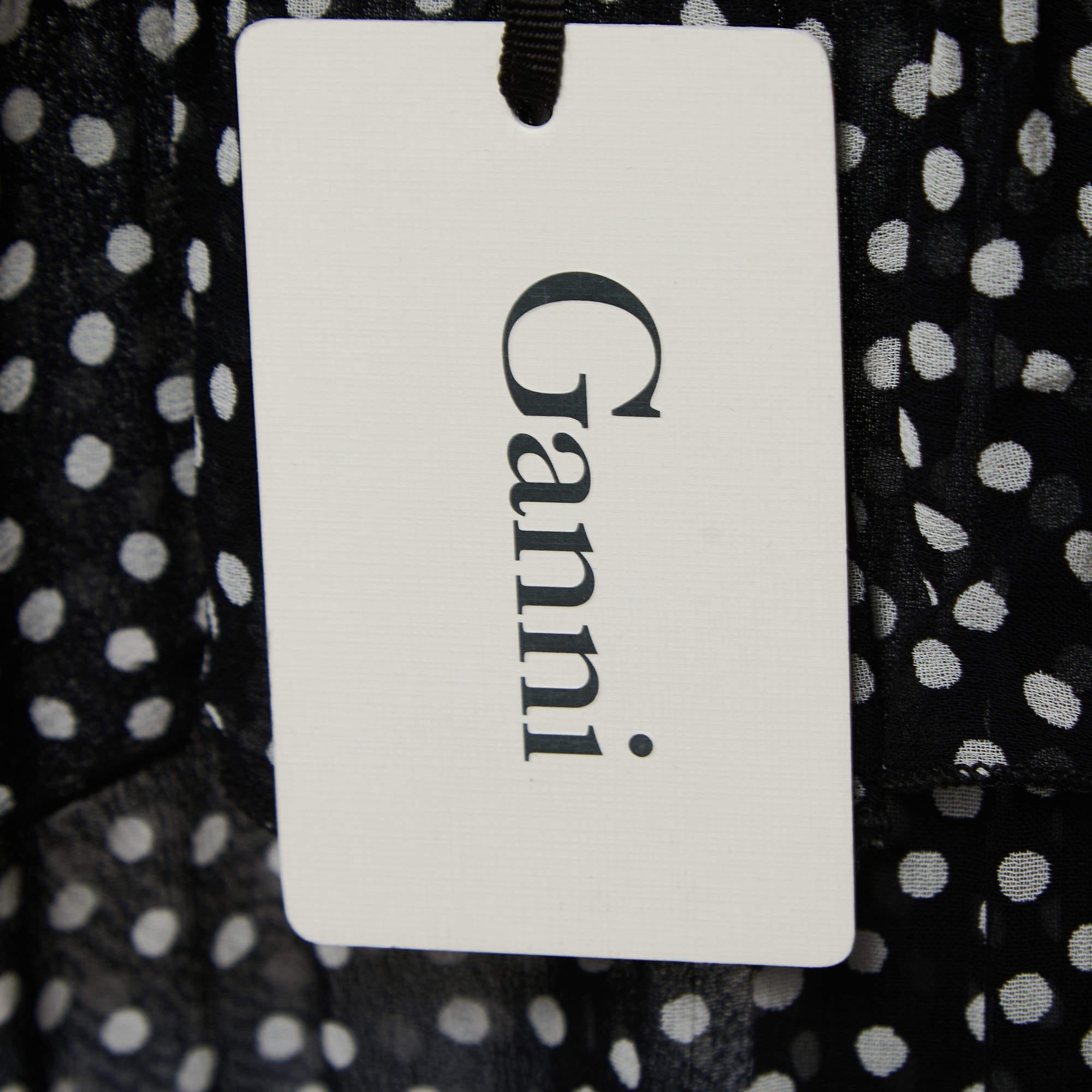 De las mujeres Ganni Vestido corto Belleville de crepé negro con lunares L en venta