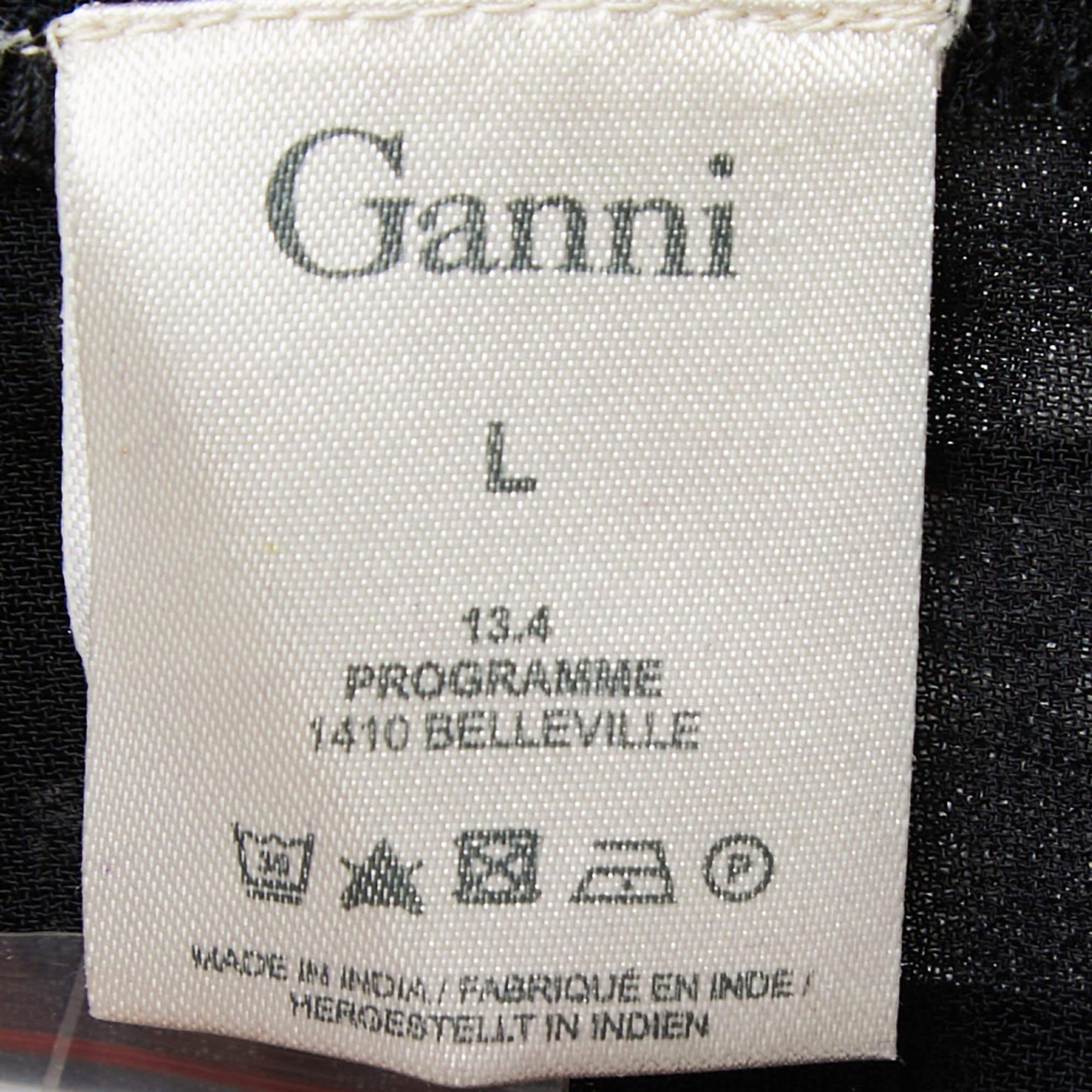 Ganni Vestido corto Belleville de crepé negro con lunares L en venta 1