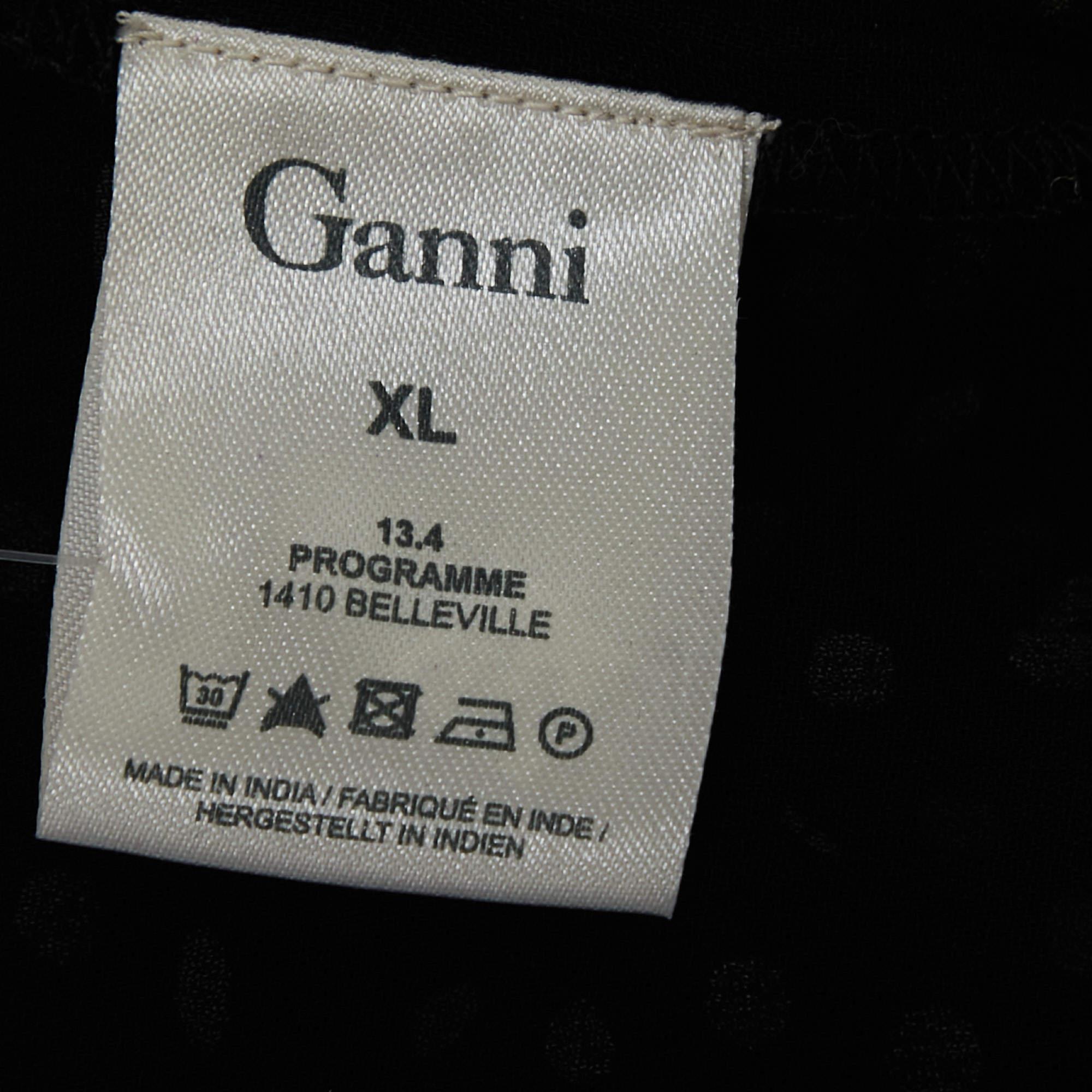 De las mujeres Ganni Vestido corto de crepé negro de lunares Belleville XL en venta