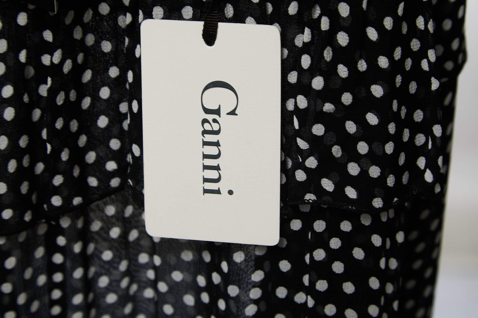 Ganni Vestido corto de crepé negro de lunares Belleville XL en venta 1