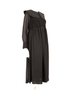 Ganni Black Ruched Long Sleeve Maxi Dress Size XS