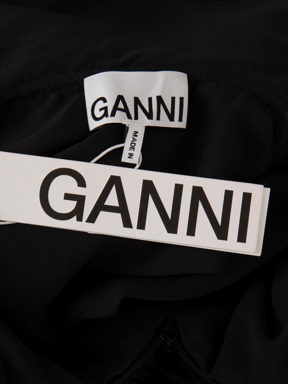 Ganni Maxi Vestido de Manga Larga Acanalado Negro Talla XS en venta 1