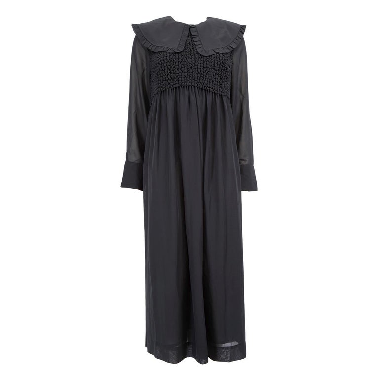 Ganni Black Ruched Long Sleeve Maxi Dress Size XS at 1stDibs