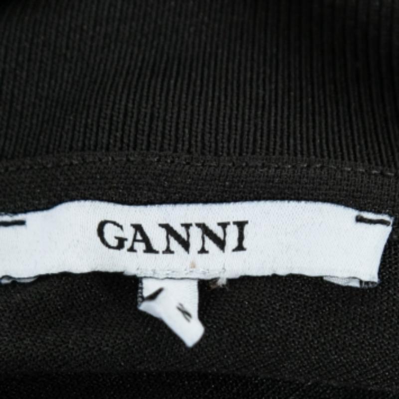 Ganni - Top Polo A. Dubois in jersey nero a righe S. In condizioni buone in vendita a Dubai, Al Qouz 2