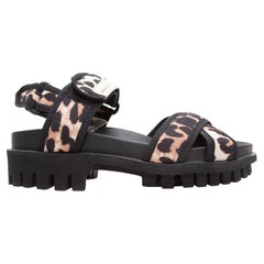Ganni Black & Tan Leopard Print Lug Sole Sandals