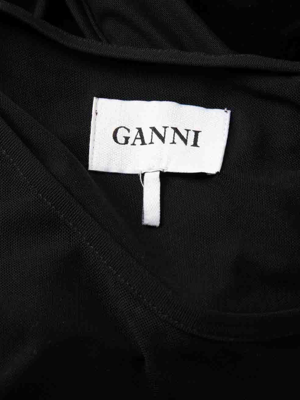 Ganni Black Velvet Sheer Panel Dress Size M 3