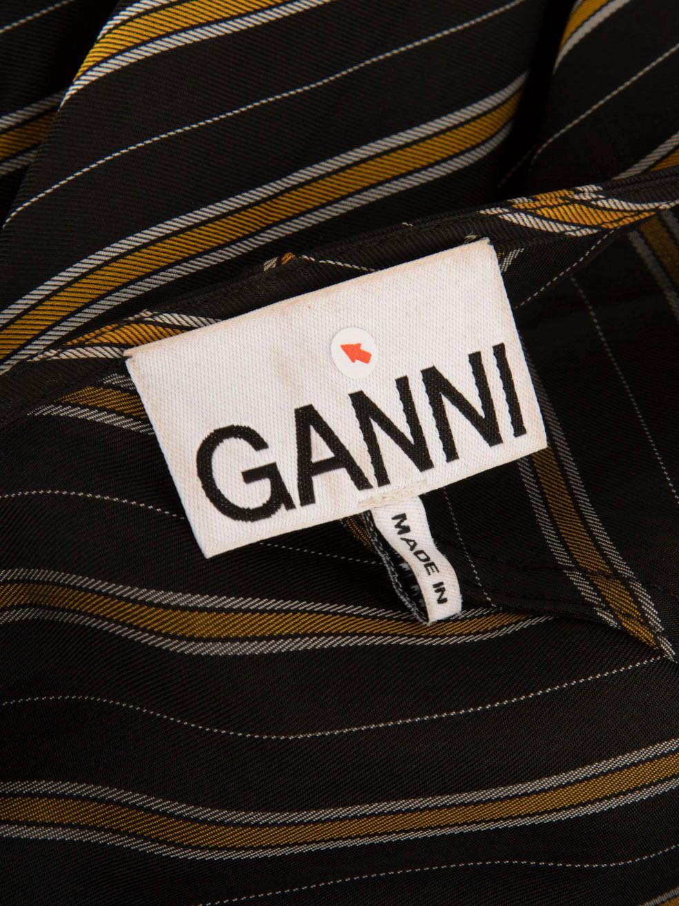 Ganni Black & Yellow Striped Maxi Dress Size XS For Sale 2